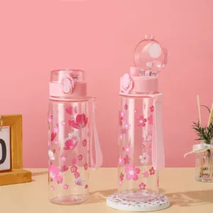 Gourde Kawaii Fleur Rose 500 ml