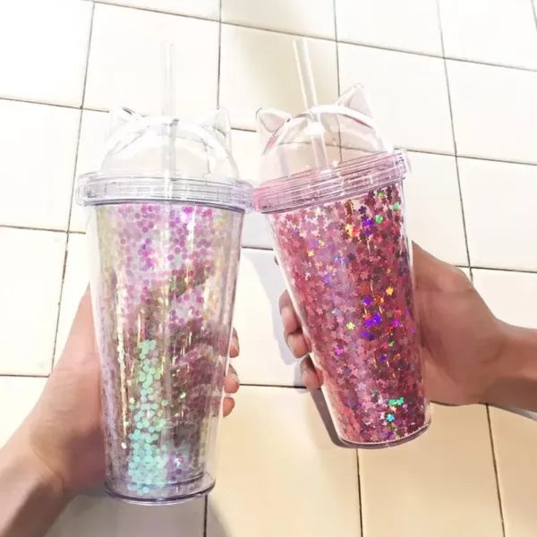Gourde chat à paillettes 450 ml – Image 3