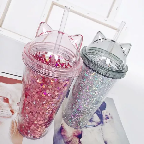 Gourde chat à paillettes 450 ml – Image 2