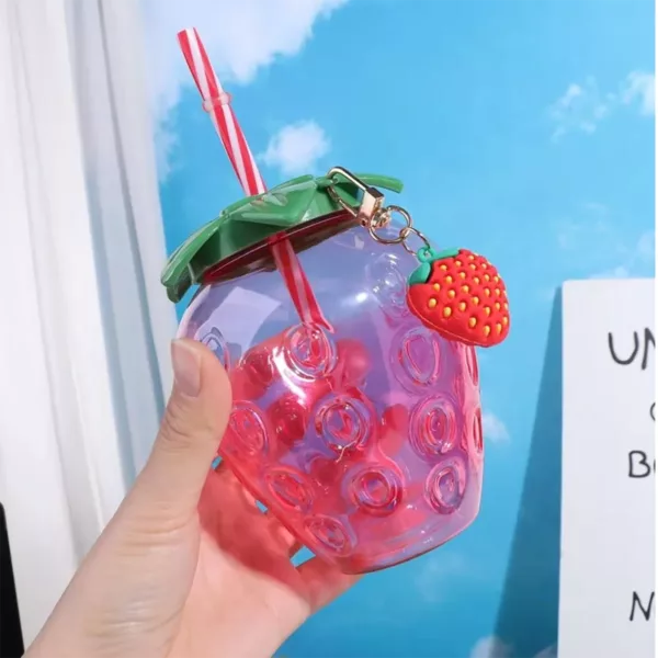Tasse Fraise Cartoon avec Paille – Image 2
