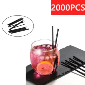 Lot de pailles noires flexibles