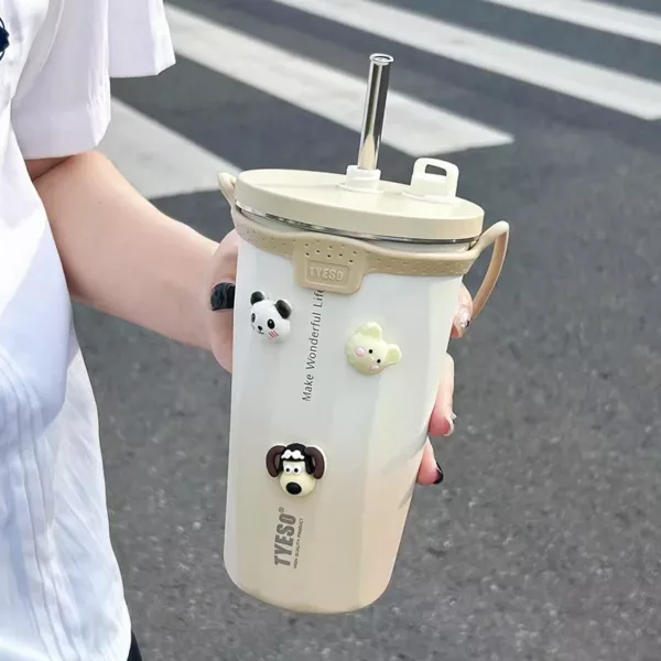 Thermos de Voyage avec Paille Rétractable 600 ml – Image 2