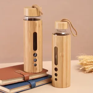 Gourde en verre avec protection en Bambou 500 ml