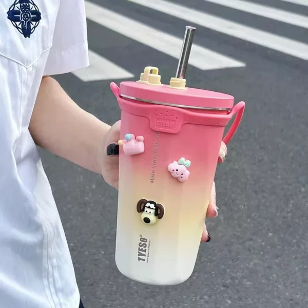 Thermos de Voyage avec Paille Rétractable 600 ml