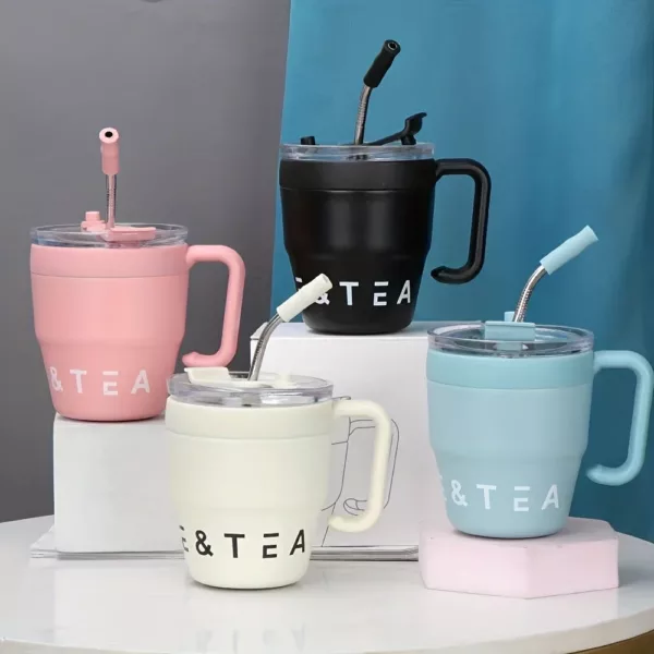 Tasse à café avec couvercle et paille 480 ml – Image 2