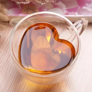 Mug en Verre Double Paroi Cœur