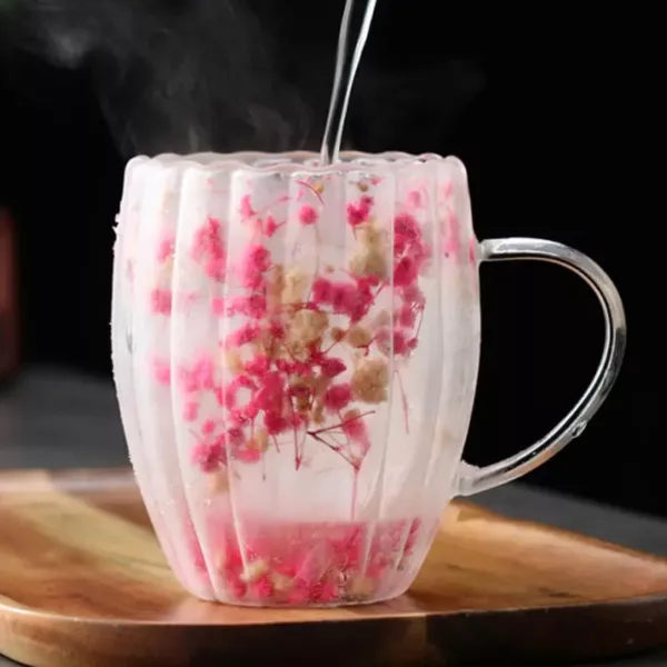 Mug en Verre Double Paroi avec Fleurs Séchées – Image 4