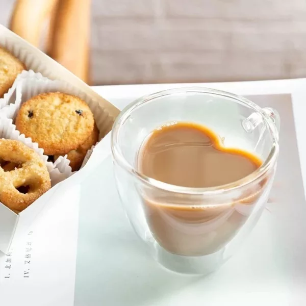 Mug en Verre Double Paroi Cœur – Image 2
