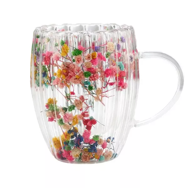 Mug en Verre Double Paroi avec Fleurs Séchées – Image 2